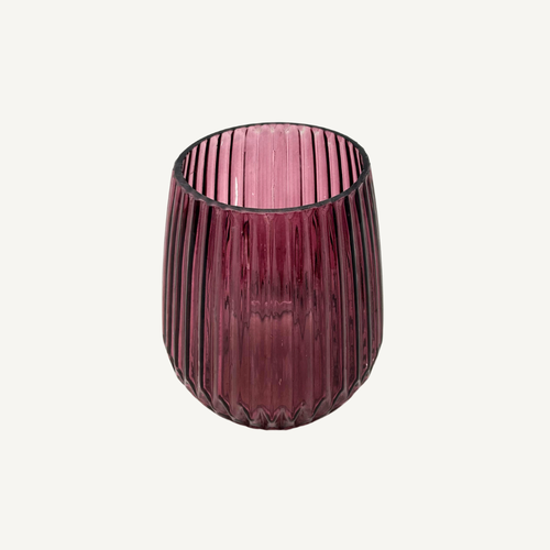 Bordeaux Windlicht Vase Rillenglas mieten – Dekoverleih Berlin