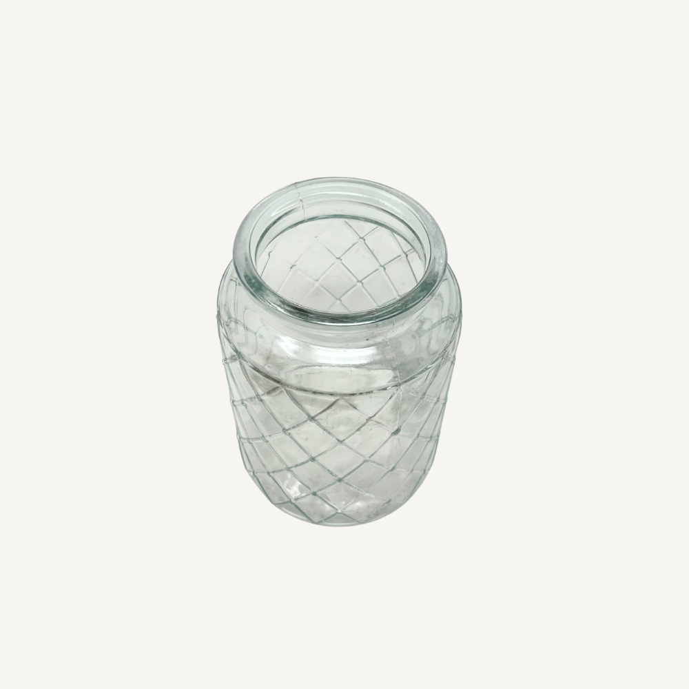 Glaswindlicht / Vase Klar – Rautenstruktur – 2 Größen