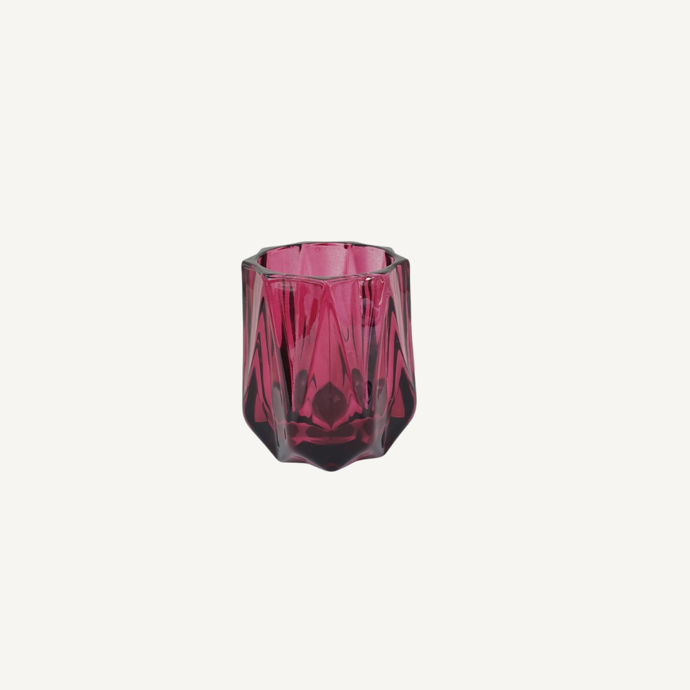 Teelicht Rot Bordeaux – facettiertes Glas