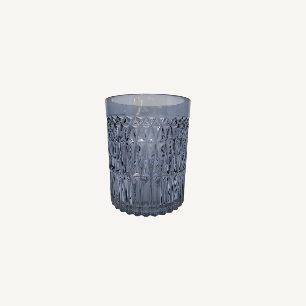 Glasvase & Windlicht Blau – strukturiertes Design – 2 Größen