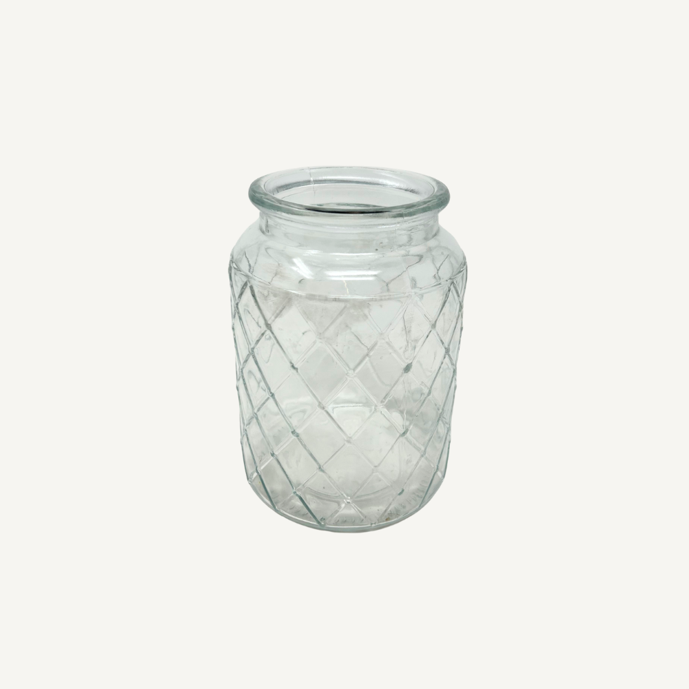 Glaswindlicht / Vase Klar – Rautenstruktur – 2 Größen