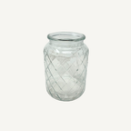 Glaswindlicht / Vase Klar – Rautenstruktur – 2 Größen