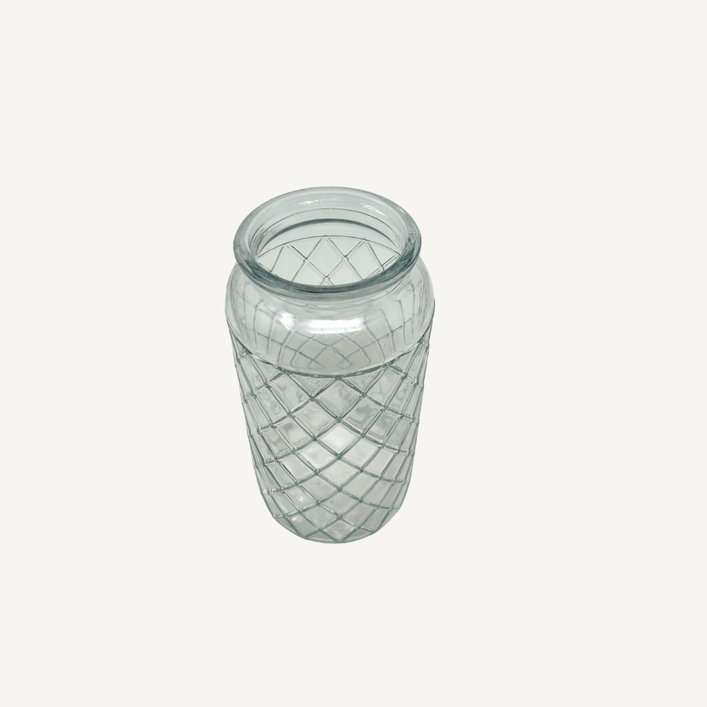 Glaswindlicht / Vase Klar – Rautenstruktur – 2 Größen
