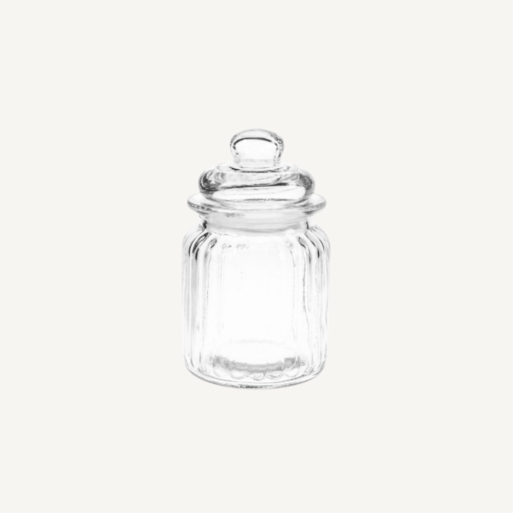 Candyglas mit Deckel – gerippte Glasoptik – 2 Größen