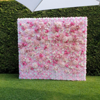 Fotowand aus Seidenblumen mieten – Rosa / Weiß / Blush