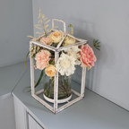 Windlicht Vintage Metall-Laterne mit Glas weiß für Kerze