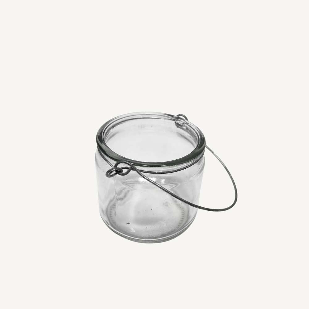 Teelichtglas Klar – zylindrisch mit Henkel