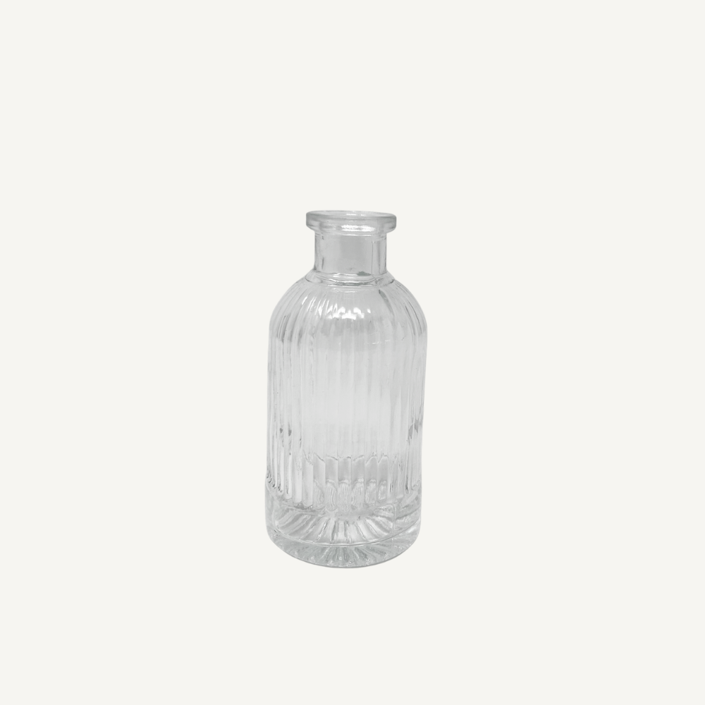 Glasvase Flasche klar – gerippte Struktur