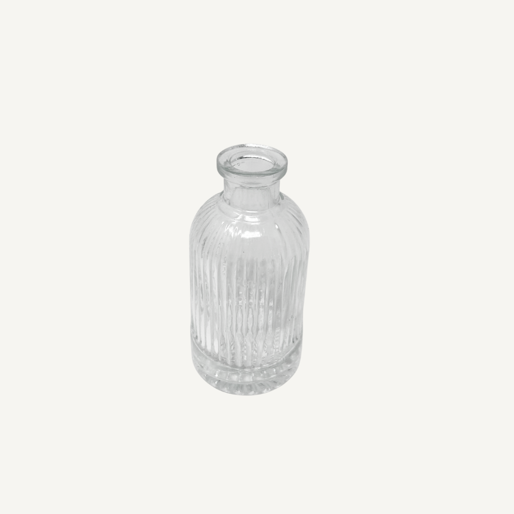 Glasvase Flasche klar – gerippte Struktur