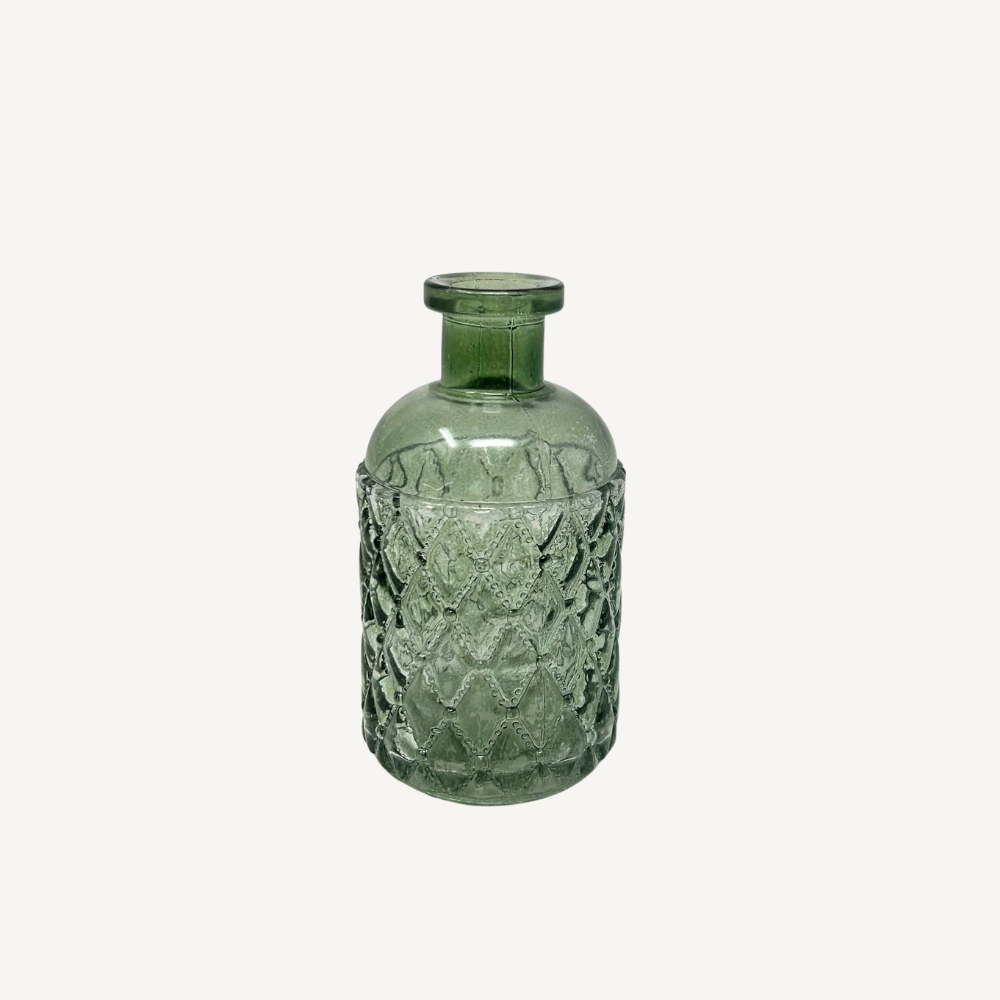 Glasflaschen-Vase mit Struktur Weiß & Grün 4 Varianten