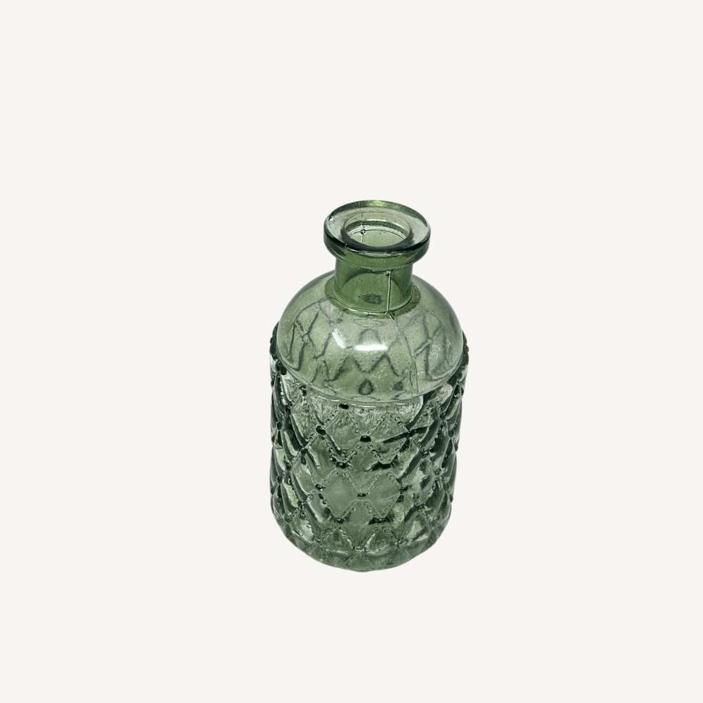 Glasflaschen-Vase mit Struktur Weiß & Grün 4 Varianten