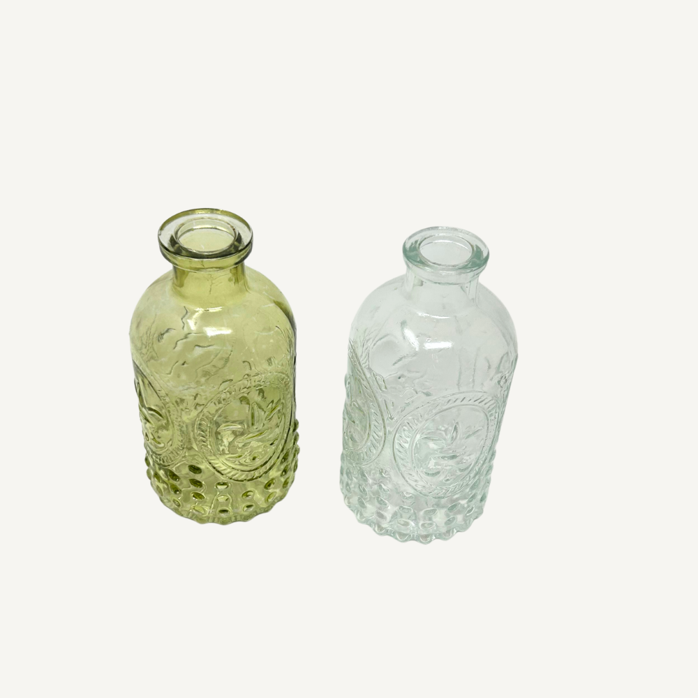 Glasflaschen-Vase mit Struktur Weiß & Grün 4 Varianten