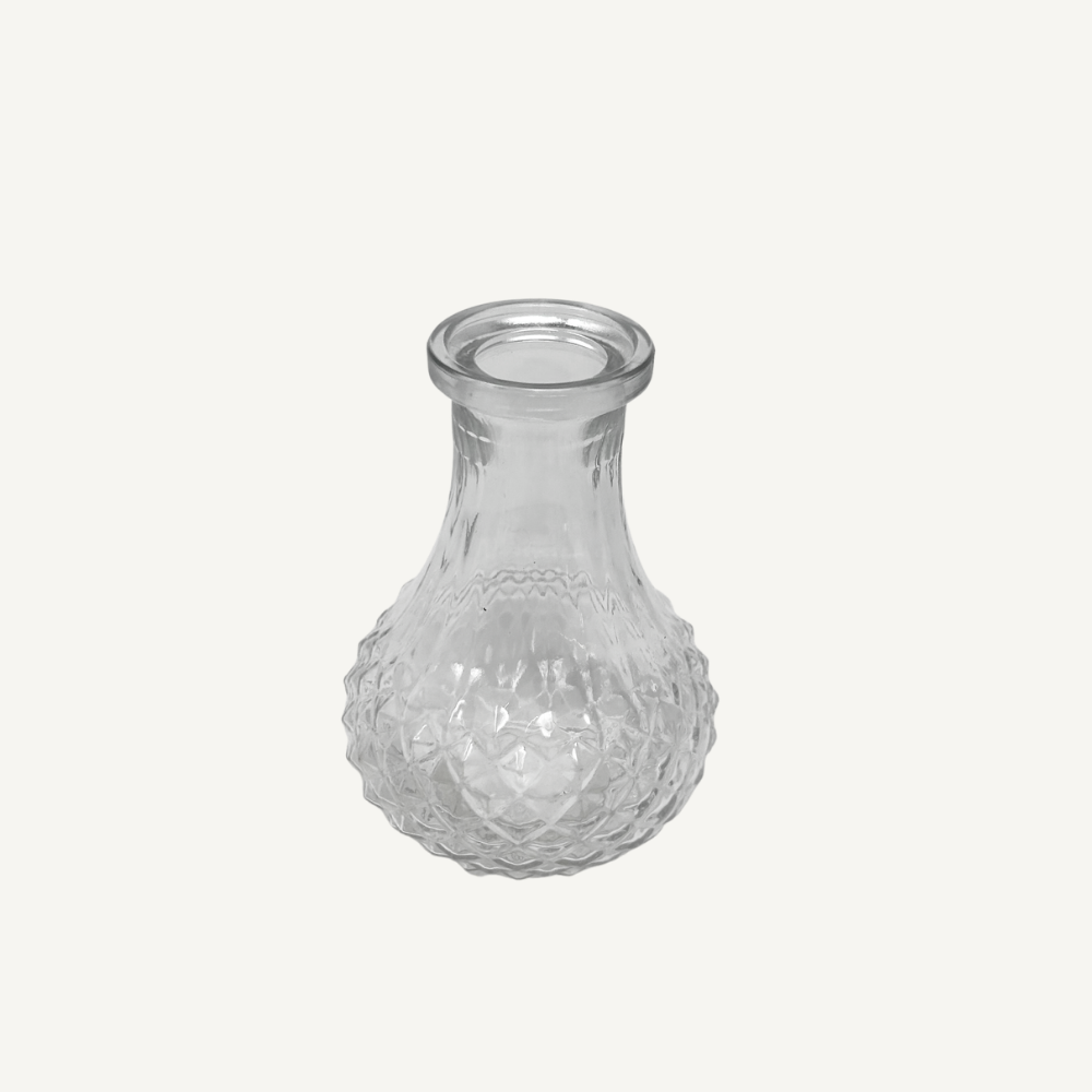 Glasvase Tropfenform – Rautenschliff – klar
