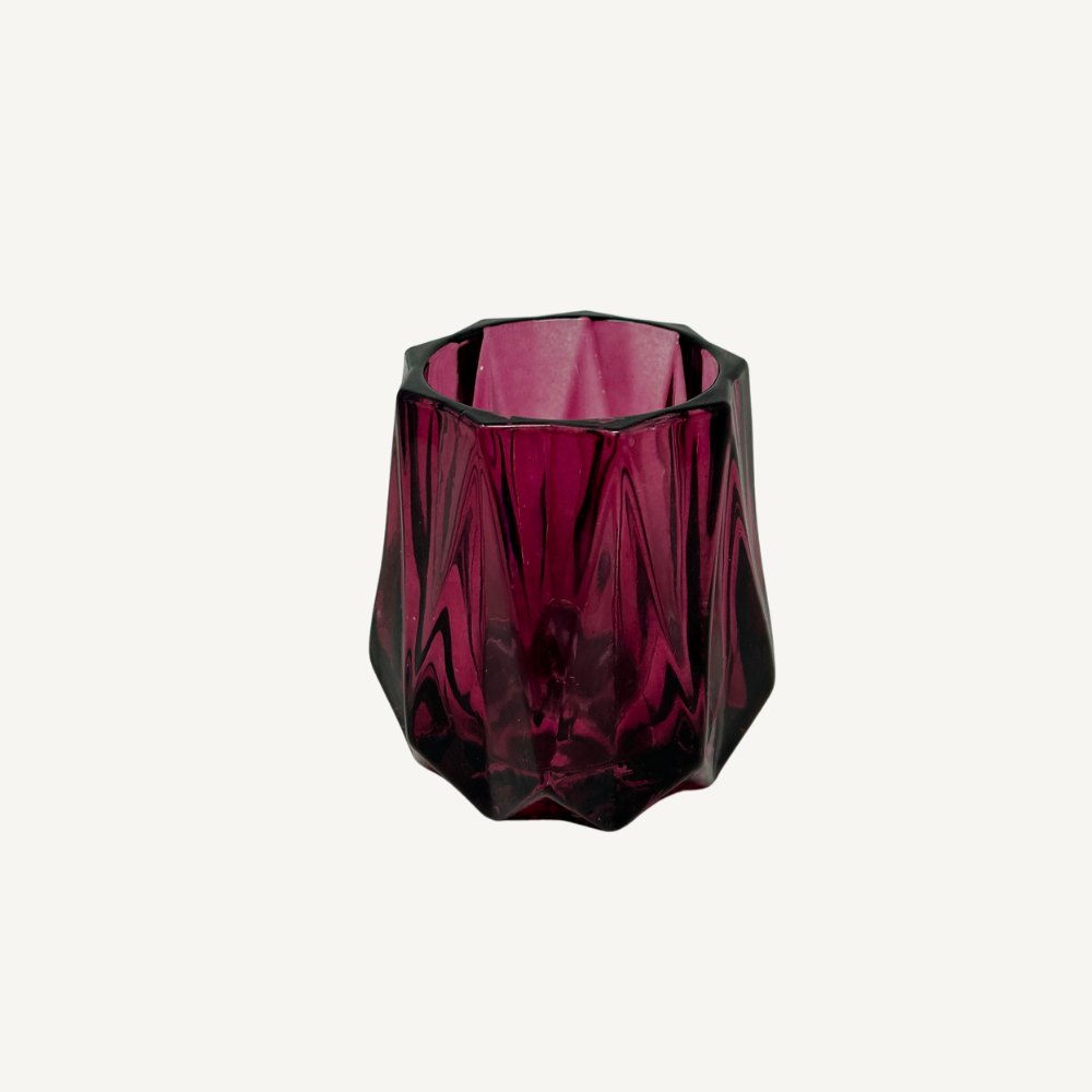 Teelicht Rot Bordeaux – facettiertes Glas