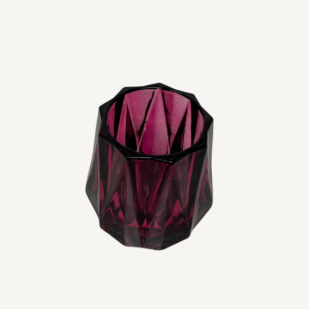 Teelicht Rot Bordeaux – facettiertes Glas