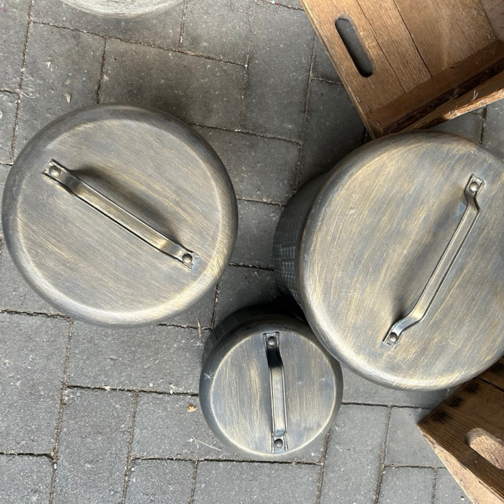 Metalltopf Dekotopf mieten – Industrial – Dekoverleih Berlin