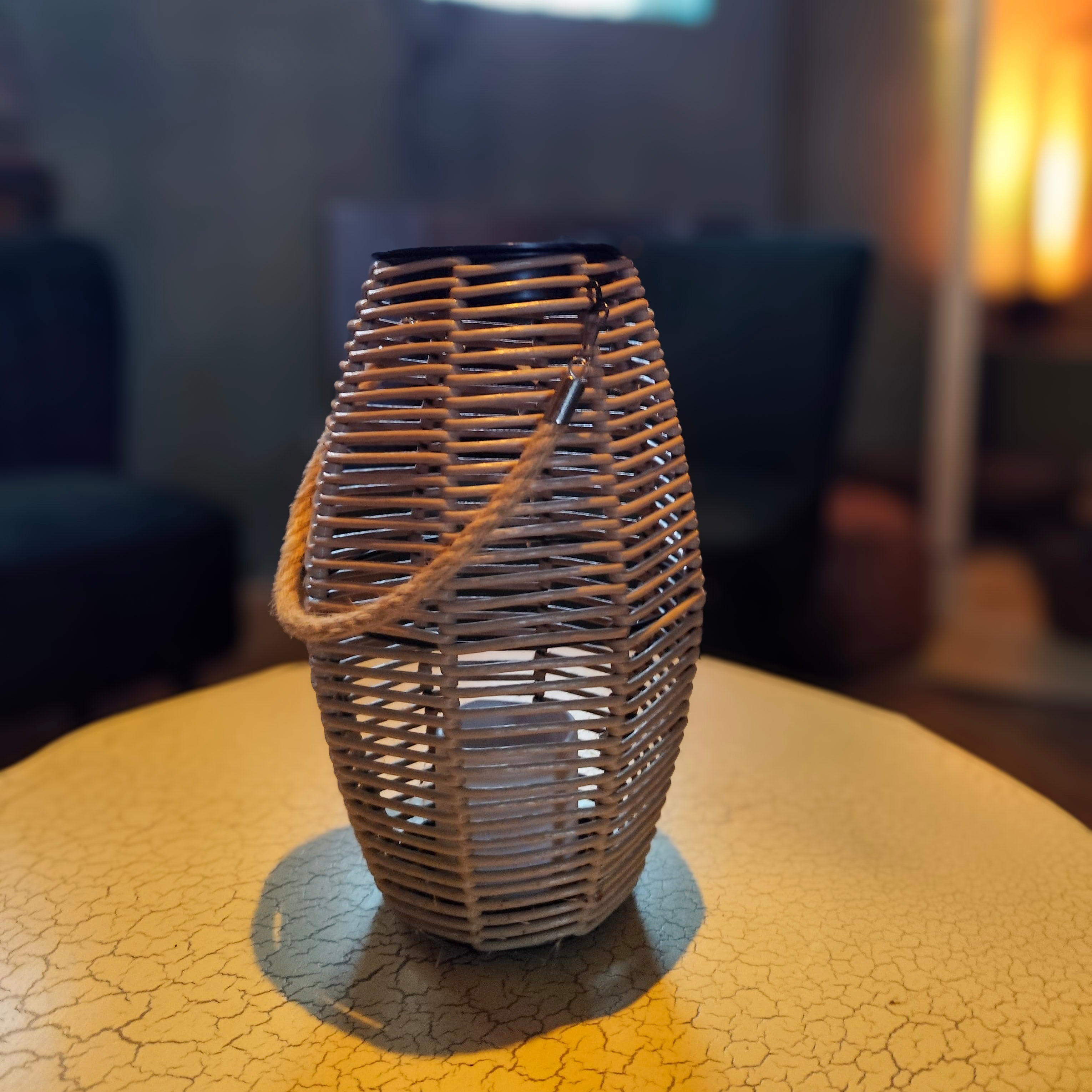 Solar Laterne natur mit Hänkel - LED