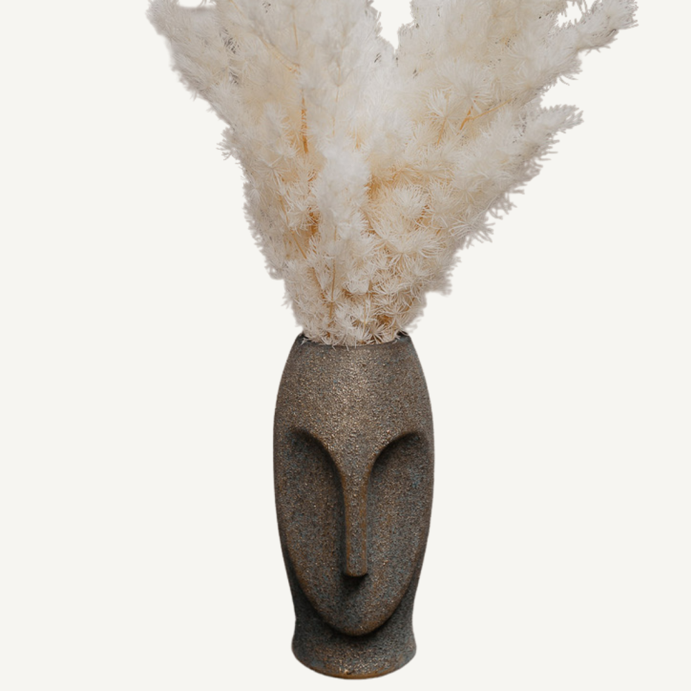 Vase mit Gesicht Petrol-Gold – strukturierte Oberfläche – 3 Größen