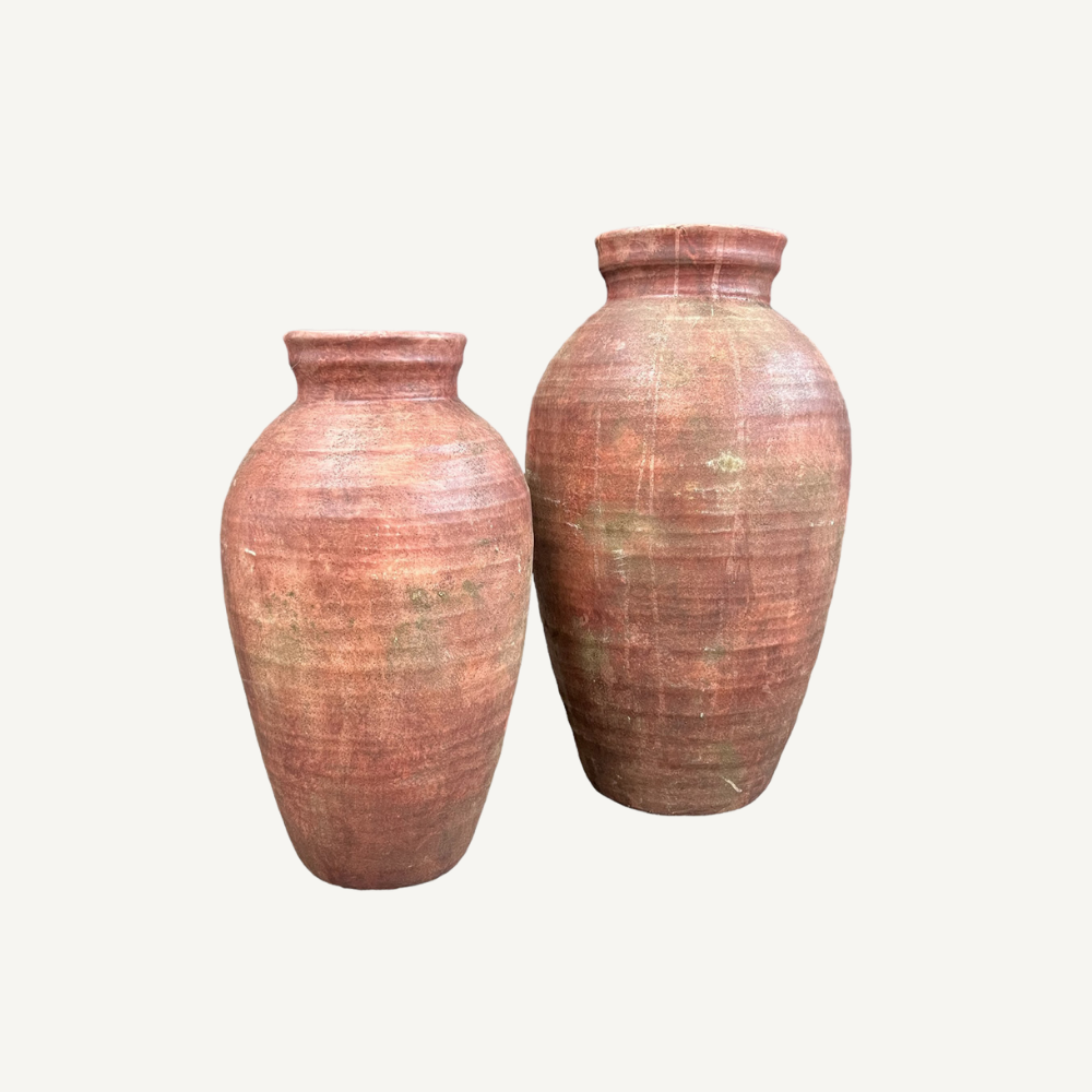 Große Terrakotta-Vase Braun im Vintage-Stil mieten