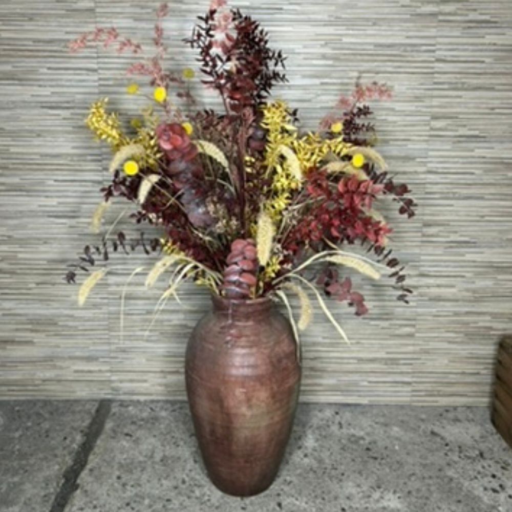 Große Terrakotta-Vase Braun im Vintage-Stil mieten