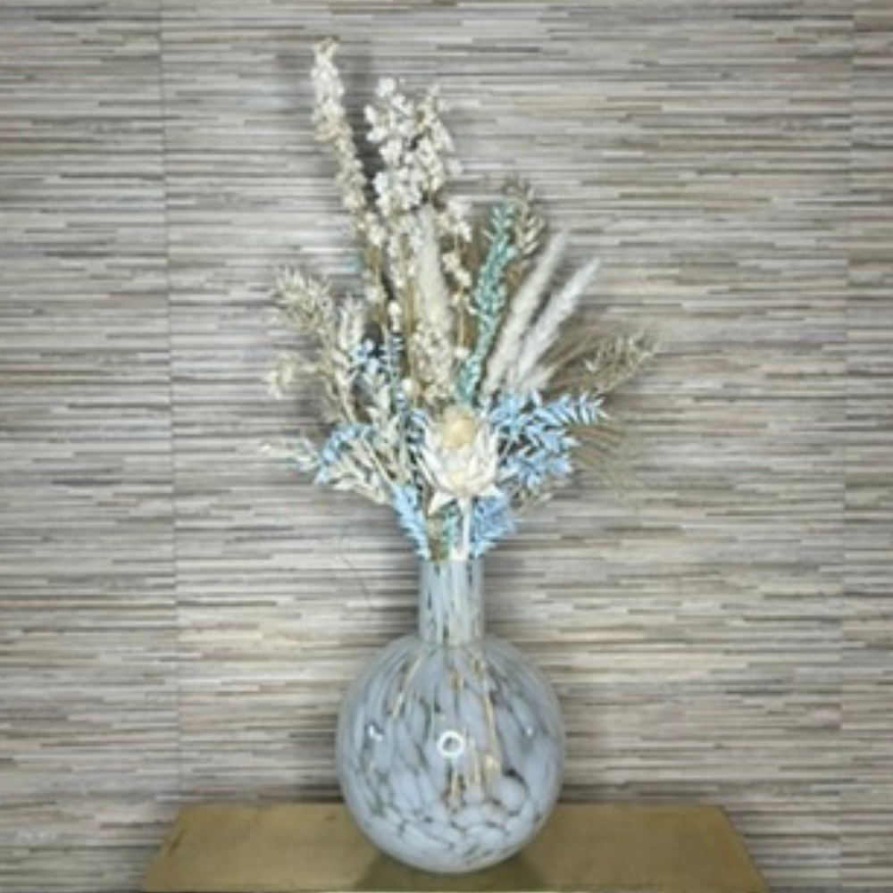 Glasvase Murano-Optik Weiß – Kugelform – 2 Größen