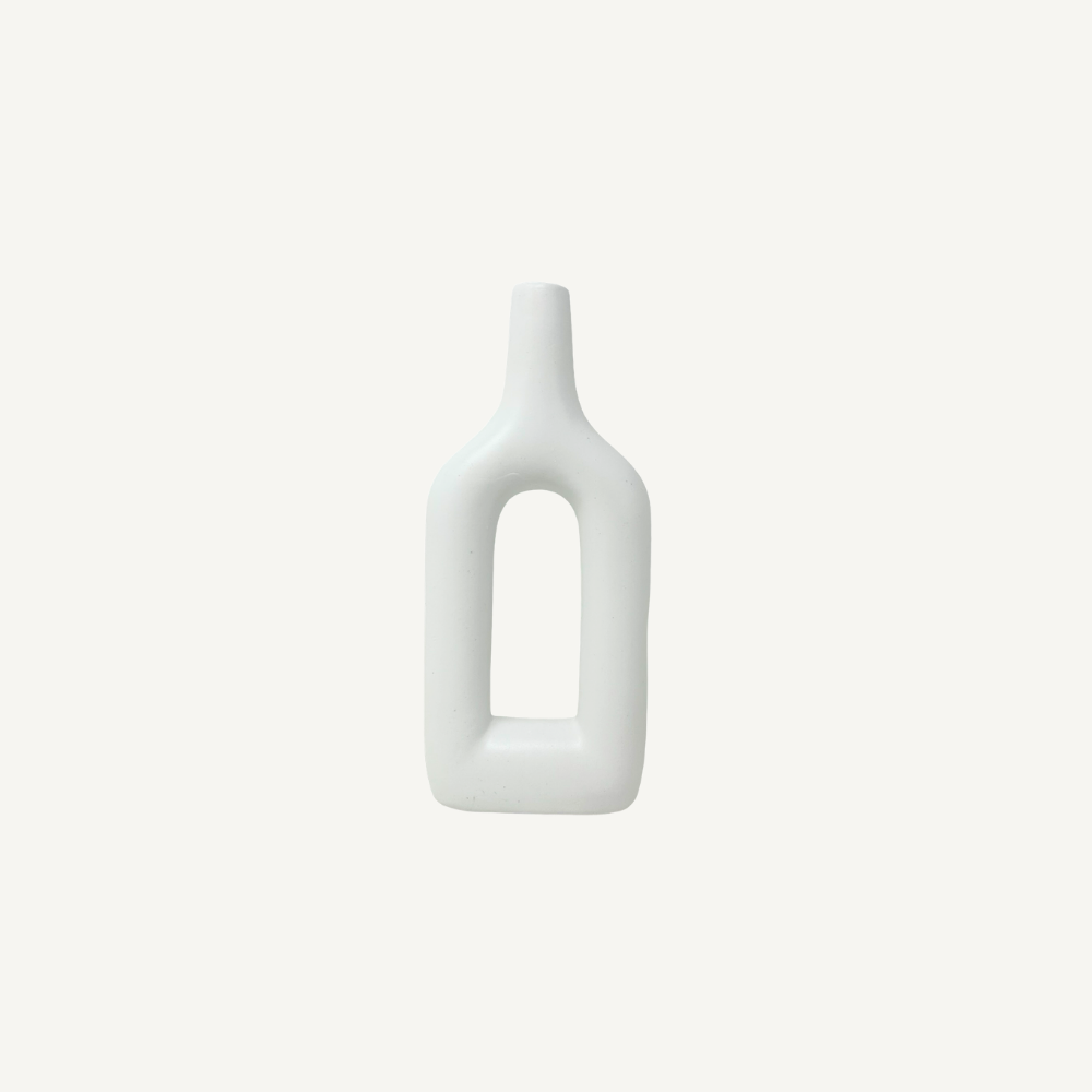 Keramikvase Weiß – skulpturale Form – 2 Größen