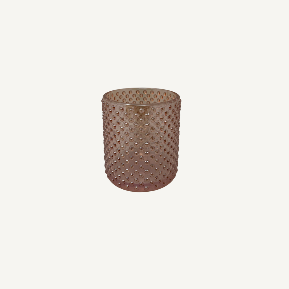 Teelichtglas Rosa und Orange mit Noppenstruktur mieten