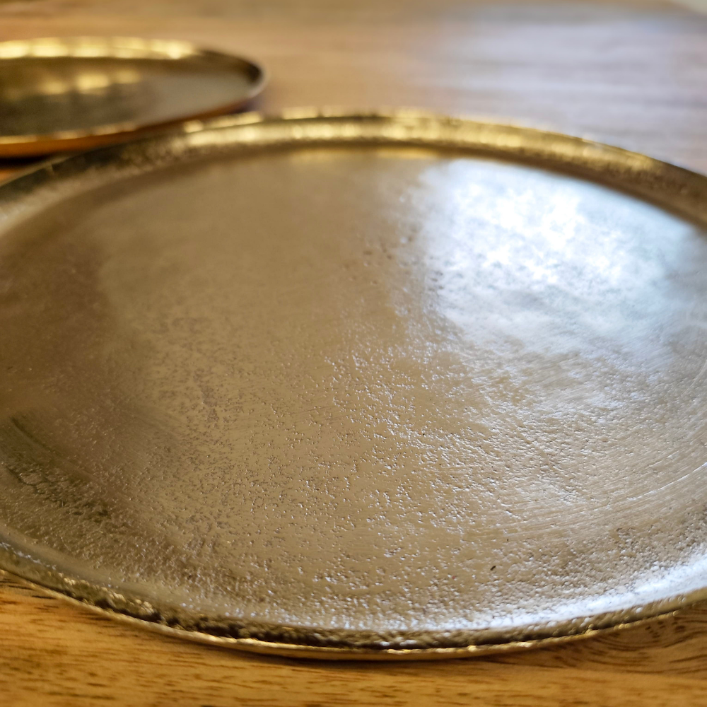 Metallteller Gold – antik patiniert – vielseitig einsetzbar