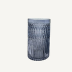 Glasvase & Windlicht Blau – strukturiertes Design – 2 Größen