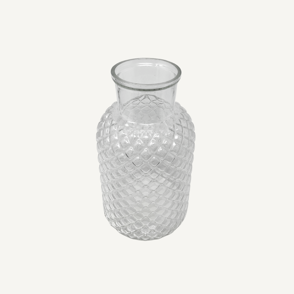 große Glasvase Rautenstruktur, Weißglas