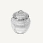 Candyglas mit Deckel – gerippte Glasoptik – 2 Größen