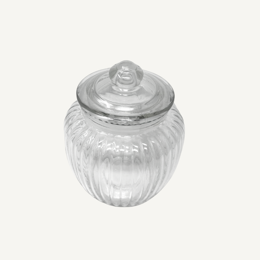 Candyglas mit Deckel – gerippte Glasoptik – 2 Größen