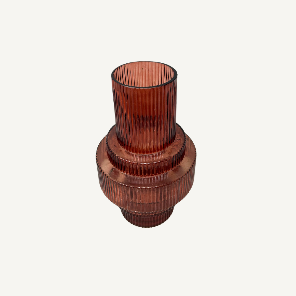 Design-Glasvase Rot – gerippte Struktur – 2 Größen