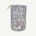 XL Laterne aus Rattan - Weiß - mit Windlicht/Kerze
