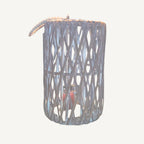 XL Laterne aus Rattan - Weiß - mit Windlicht/Kerze