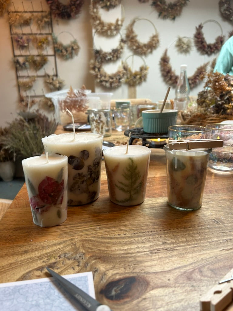 DIY Kerzen Workshop Berlin – Kerzen mit Sojawachs Trockenblumen herstellen