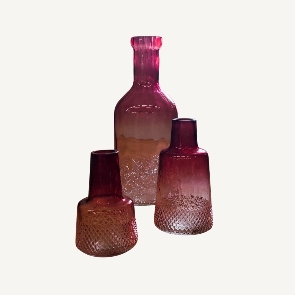Glasvasen Set Beere–Rosé – Farbverlauf – 3 Größen
