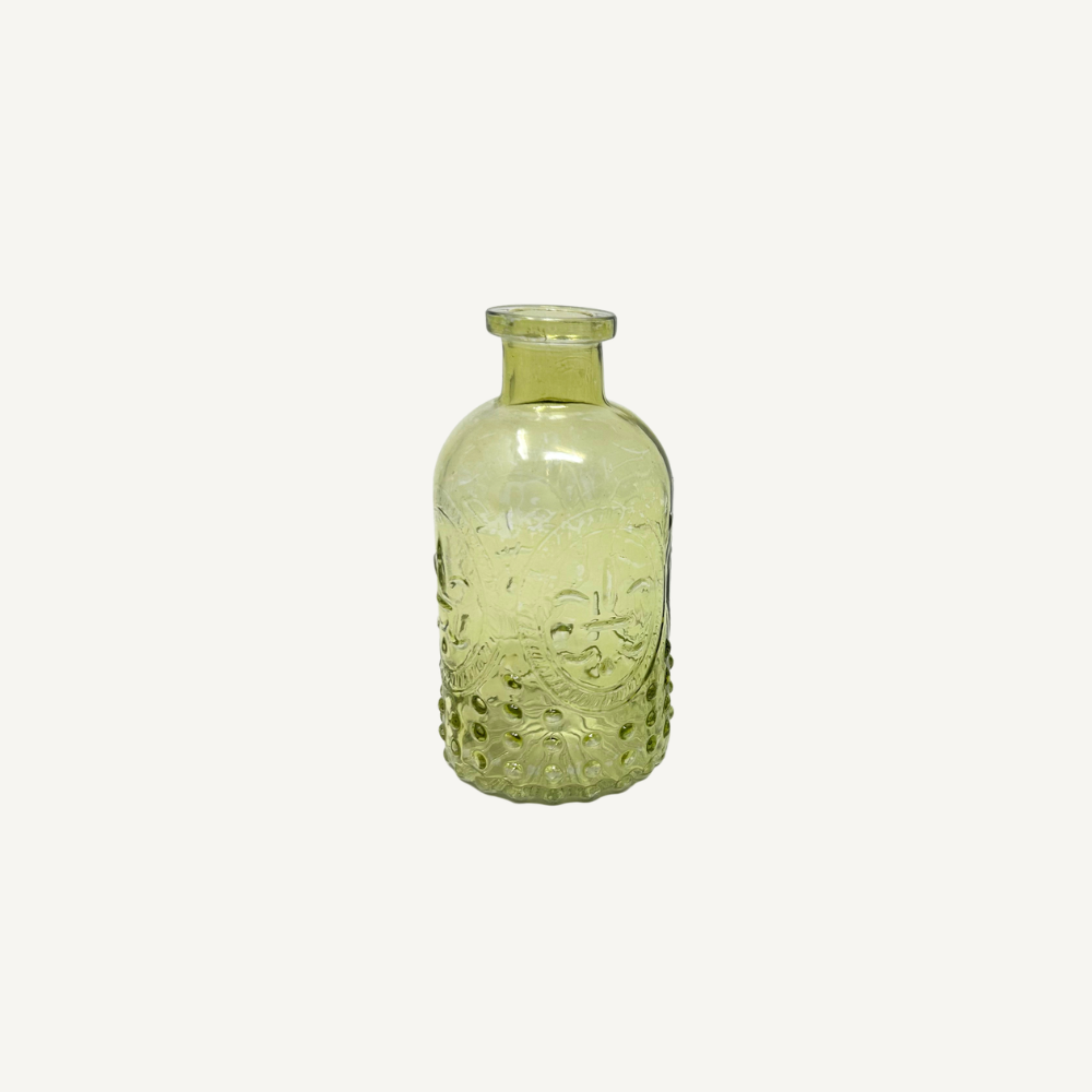 Glasflaschen-Vase mit Struktur Weiß & Grün 4 Varianten